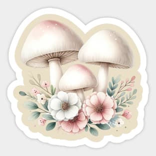 Boho Mushrooms with Flowers Sticker